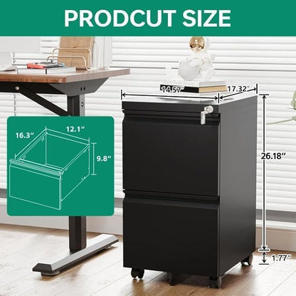 Letaya 2 Drawer Mobile File Cabinet - Image 3
