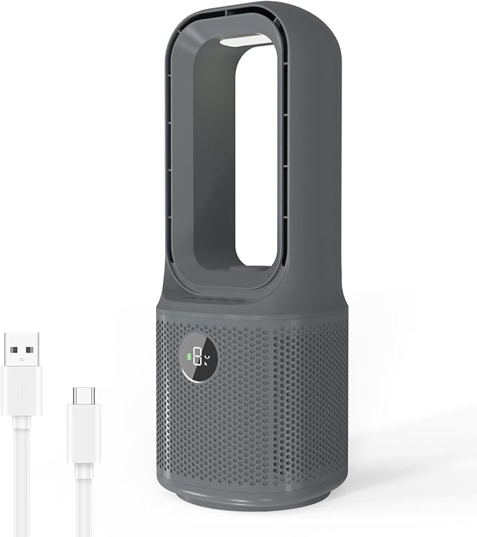 MEIIS Desk Fan Bladeless, 14 Inch USB Rechargeable Tower Fan by MEIIS
