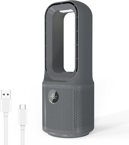 MEIIS Desk Fan Bladeless, 14 Inch USB Rechargeable Tower Fan by MEIIS