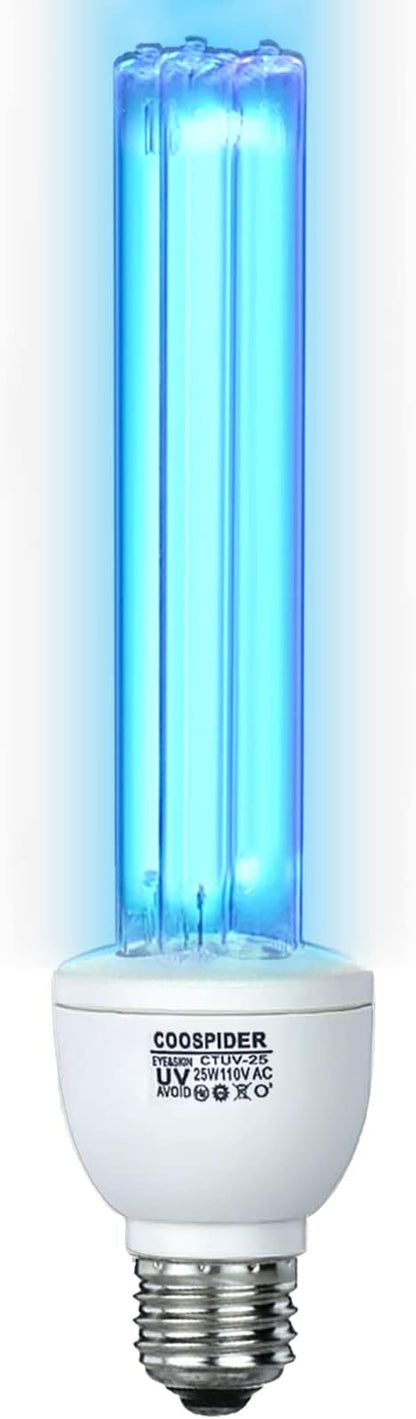 25 Watts UVC Light Bulb with Ozone, UV Light by COOSPIDERUV