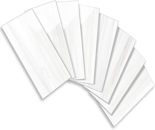 Vamos Tile 4-Piece Glossy Dolomite White Peel and Stick Backsplash Tile by VamosTile