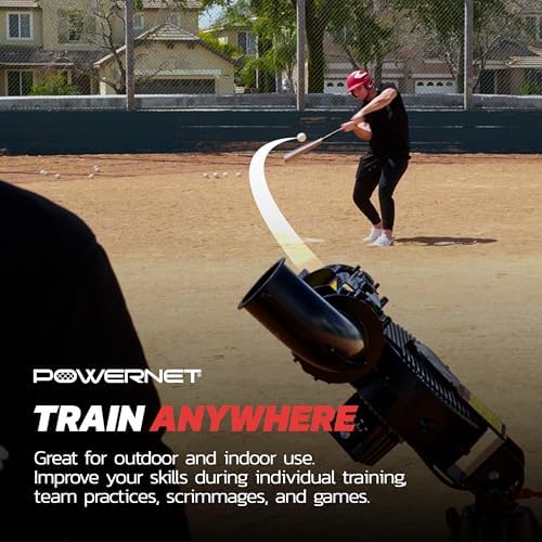 PowerNet Launch F-lite Softball & Baseball Pitching Machine, Dimpled Prac...