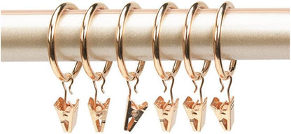 leoyoubei Metal Drapery Curtain Rings with Clips,Decorative Drapery Curtain Clip Rings, Premium Iron Metal Material 30-Pieces-Interior Diameter (Rose Gold, 2.5")