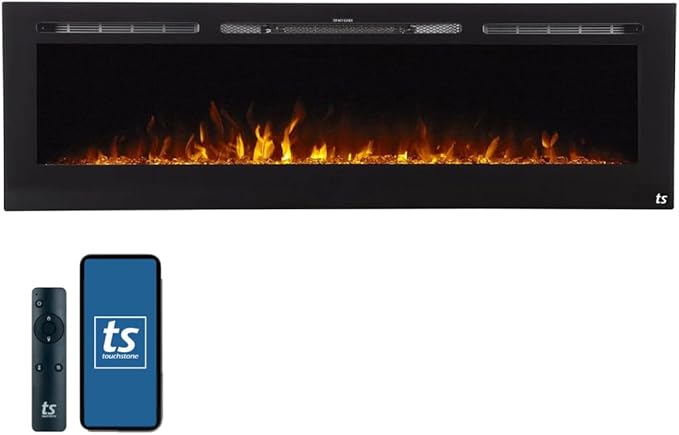 Touchstone Smart Electric Fireplace-The Sideline 72" Wide-in Wall Recessed by TouchstoneHomeProducts