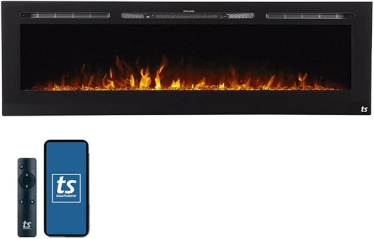 Touchstone Smart Electric Fireplace-The Sideline 72" Wide-in Wall Recessed by TouchstoneHomeProducts