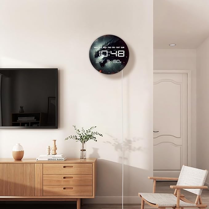 Timethink 12 Inch Evil Dragon LED Digital Wall Clock Large Display, Dark - Image 7