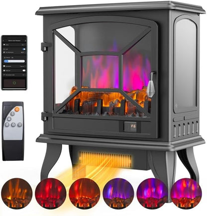 ROVSUN Electric Fireplace Stove, APP & Remote Control, Adjustable Temp by ROVSUN