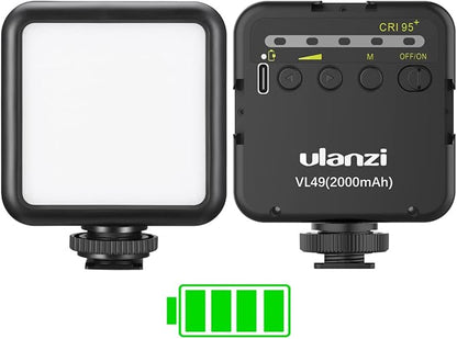 ULANZI VL49 2000mAh LED Video Light w 3 Cold Shoe, Rechargeable Soft Light Panel by ulanzi