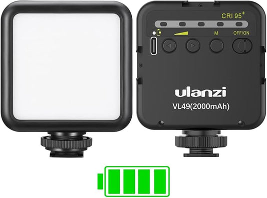 ULANZI VL49 2000mAh LED Video Light w 3 Cold Shoe, Rechargeable Soft Light Panel by ulanzi