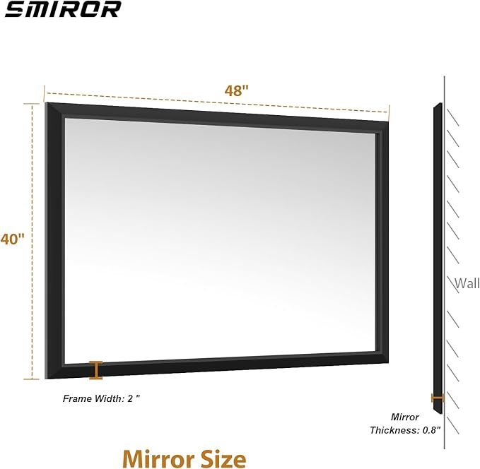SMIROR Matte Black Bathroom Mirror - Image 5