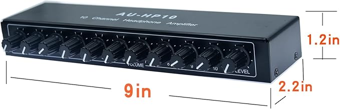 aux Mini Jack TRS 3.5 mm Input 1 in 10 Out Channel Headphone Amplifier Stereo - Image 3