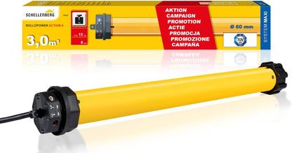 Schellenberg 20222 Maxi Action Motor up to 3 m² Easy Electric Operation, Mechanical End Position Adjustment, Suitable, Roller Shutter Drive, Steel Tube Shaft 60 mm