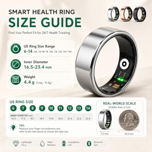 smart ring for women men, fitness tracker ring, side view