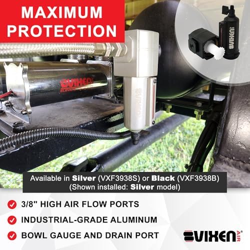Vixen Air 3/8" NPT Aluminum Air Filter/Water Trap/Separator for Air Ride...