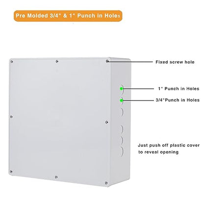 12" x 12" x 4" PVC Plastic Junction Box - Image 2