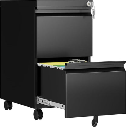 2 Drawer File Cabinet with Lock, Rolling File Cabinets by AFAIF
