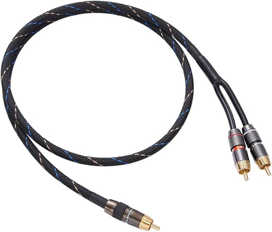 JORZOR Audiophile RCA to 2RCA Subwoofer Cable, 1 RCA Male to 2 RCA Male Audio by JORZOR