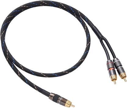 JORZOR Audiophile RCA to 2RCA Subwoofer Cable - 2M Oxygen-Free Copper by JORZOR