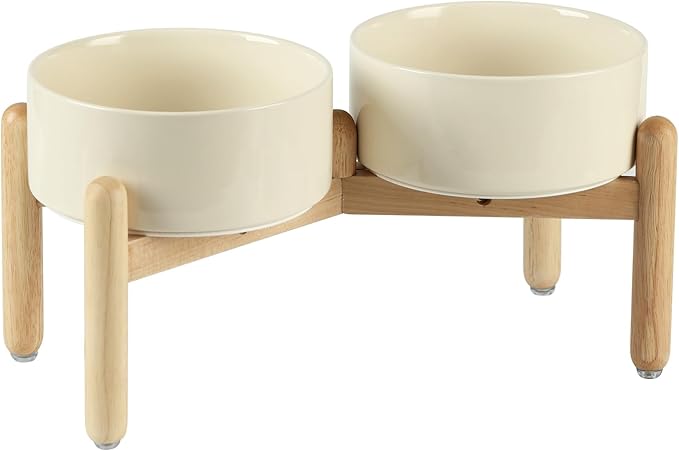 Ceramic 7.3inch Raised Double Bowls Set by Havniva