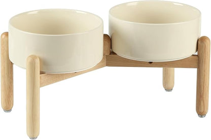 Ceramic 7.3inch Raised Double Bowls Set by Havniva