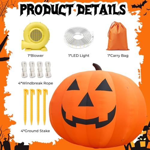 Giant 26Ft Halloween Inflatables Pumpkin Decorations, Blow Up Yard Decoration...