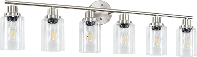 Guliaofo 6-Light Nickel Bathroom Vanity Lights, E26 Modern Bathroom Light - Image 9