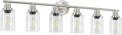 Guliaofo 6-Light Nickel Bathroom Vanity Lights, E26 Modern Bathroom Light - Image 9
