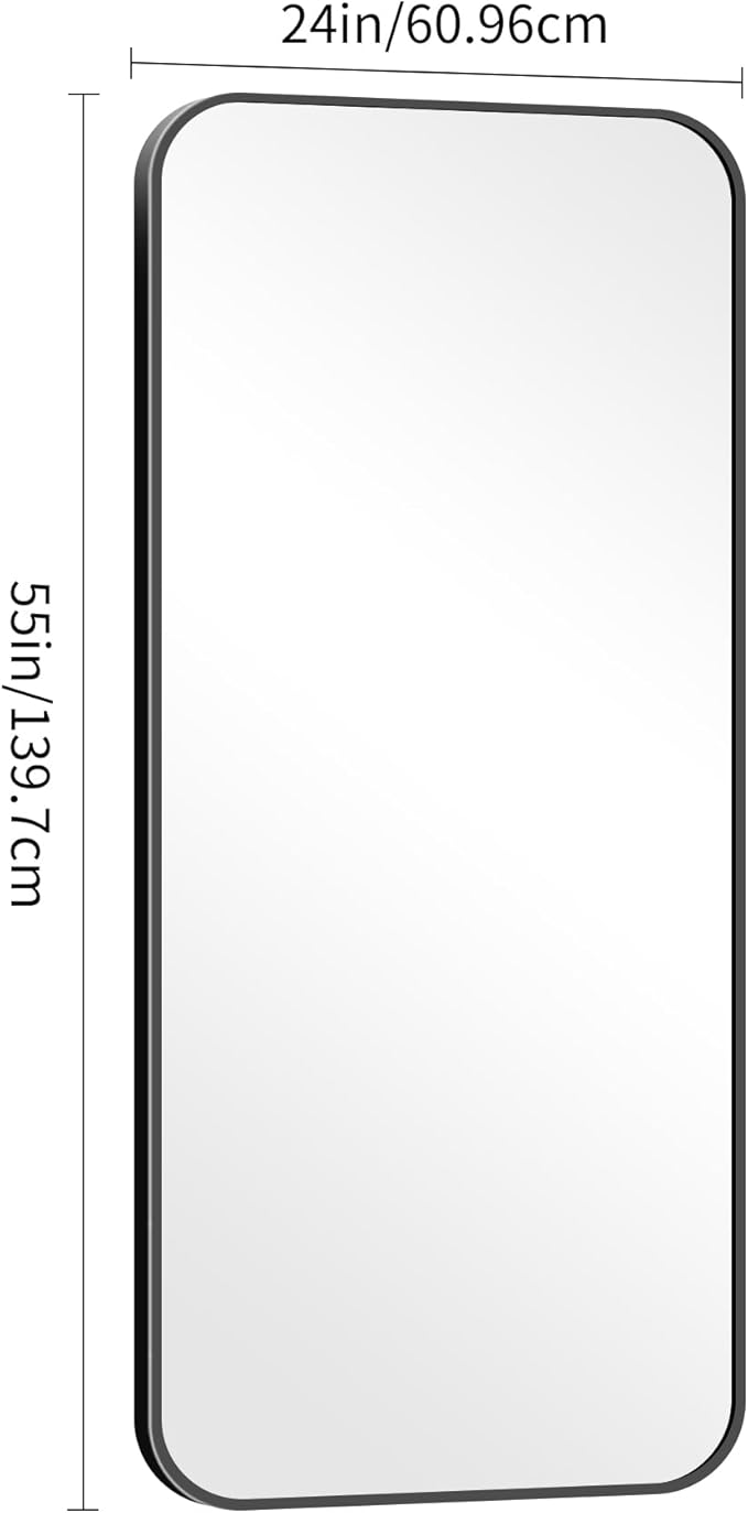 24" x 55"Bathroom Mirror, Matte Black Wall Mirror - Image 7