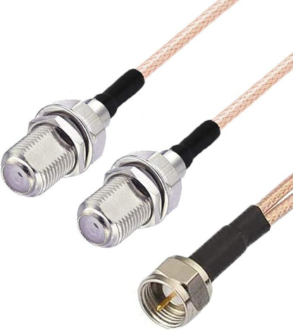 RedYutou F-Type RG6 3 Way Splitter Combiner Adapter F Male to F Dual Female - Image 3