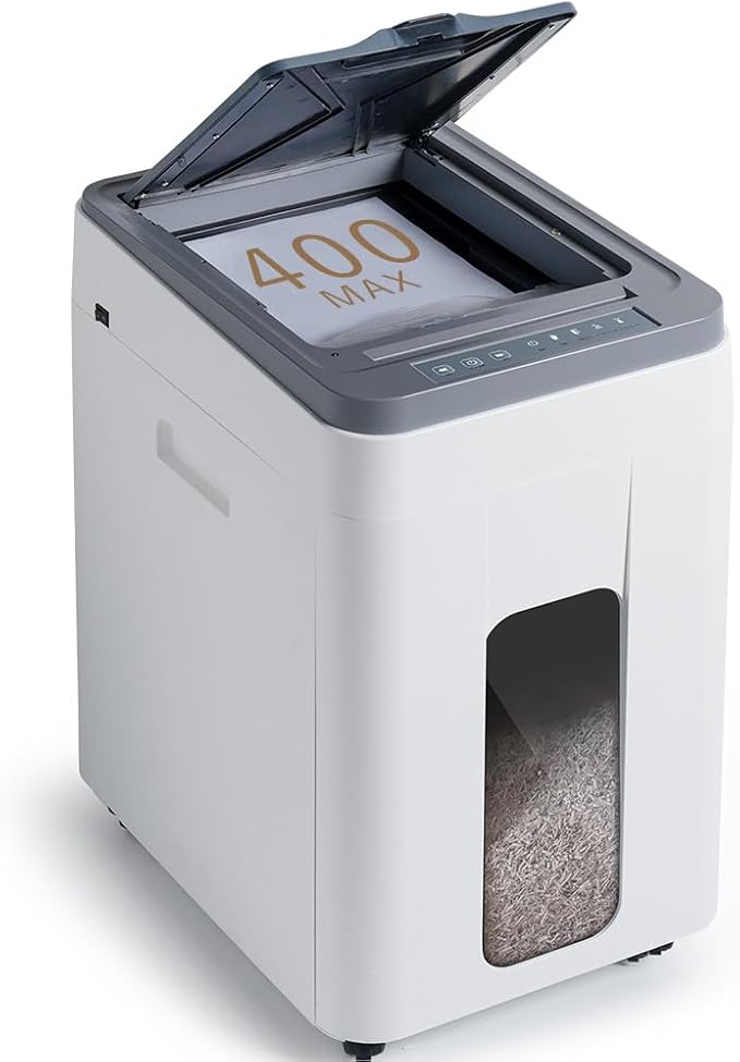 Heavy Duty Paper Shredder: 400 Sheets Auto Feed by Unknown