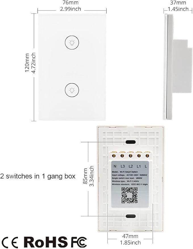 WiFi Smart Wall Touch Light Switch Glass Panel Wireless Remote Control by - Image 6