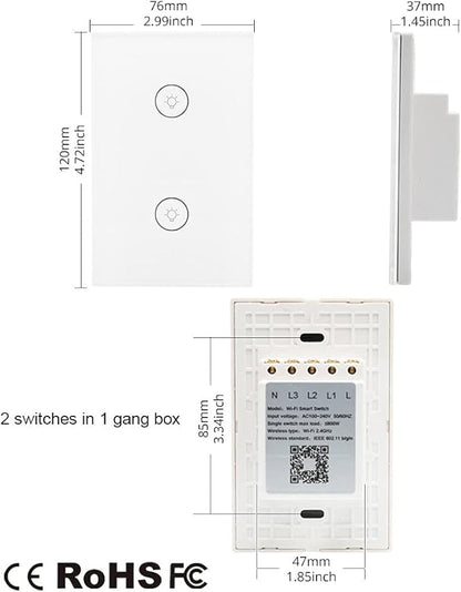 WiFi Smart Wall Touch Light Switch Glass Panel Wireless Remote Control by - Image 6