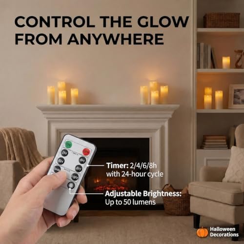 Enido Set of 24 Outdoor LED Candles, Battery Operated Flickering Waterproof C...