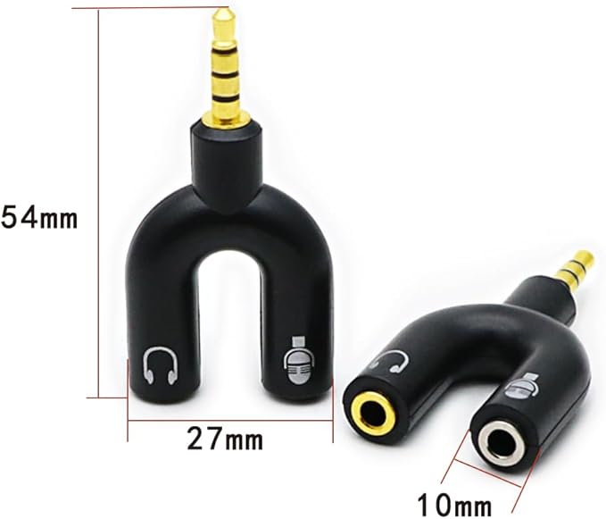 ZJKJHJY 2 Pack Headset Splitter Adapter, U Shape 3.5mm 4 Pole Male to 2 x 3 - Image 4