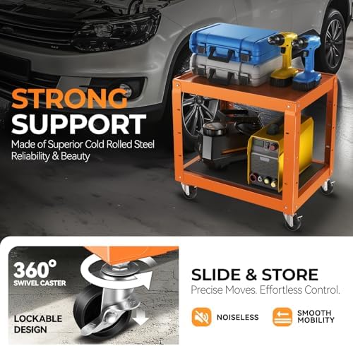 auto dynasty adjustable av cart w/power strip, 4, side view