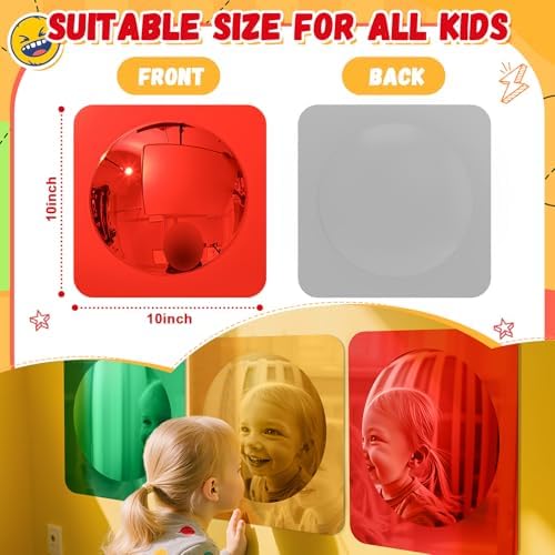Geiserailie 3 Pcs Sensory Wall Bubble Mirrors, 10 x 10 Inch, CPC Certified | Colorful Acrylic Convex Mirrors, Sensory Room Must Haves, Classroom Learning Tool, Calming Corner, Preschool Daycare Activity