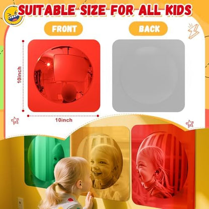 Geiserailie 3 Pcs Sensory Wall Bubble Mirrors, 10 x 10 Inch, CPC Certified | Colorful Acrylic Convex Mirrors, Sensory Room Must Haves, Classroom Learning Tool, Calming Corner, Preschool Daycare Activity