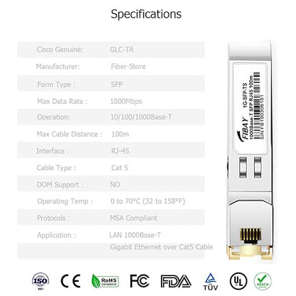 OPSTRAN 10/100/1000BASE-T SFP SGMII Copper Transceiver Module Compatible - Image 6