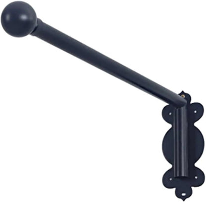 Adjustable Heavy Duty Swing Arm Curtain Rod Black Window Display Stand with Finials Customizable Length for Side Panels & Front Door Decor