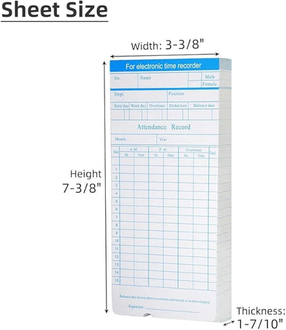 TooCust 100-Piece Time Cards for Employees, Monthly Time Cards 2-Sided - Image 2