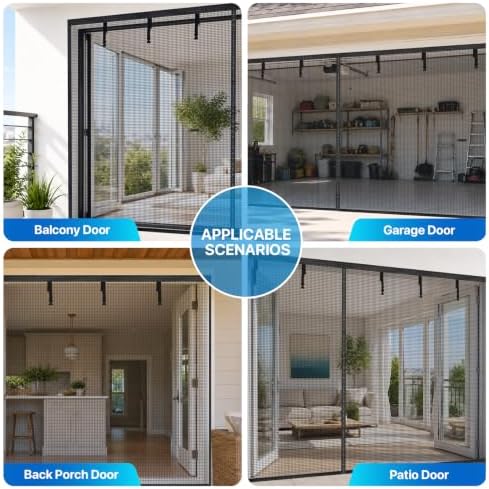 heavy duty garage screen door for 1 car, front angle view