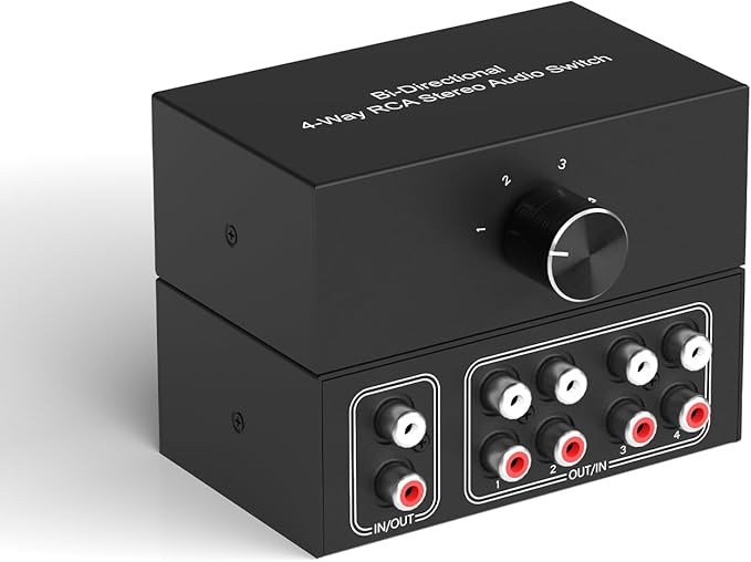 Dingsun 4-Way Stereo Audio Switcher, Bi-Directional Right and Left Channel by Dingsun