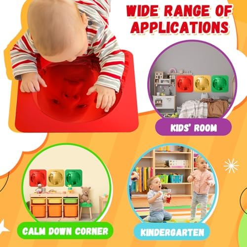 Geiserailie 3 Pcs Sensory Wall Bubble Mirrors, 10 x 10 Inch, CPC Certified | Colorful Acrylic Convex Mirrors, Sensory Room Must Haves, Classroom Learning Tool, Calming Corner, Preschool Daycare Activity
