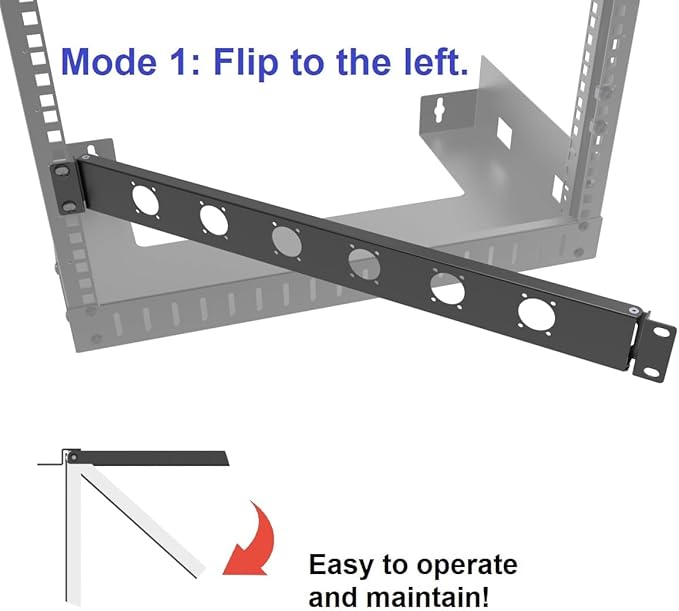 QiaoYoubang 1U Hinged Rack Panel 6D XLR HDMI Audio Rack Mount Panel - Image 3