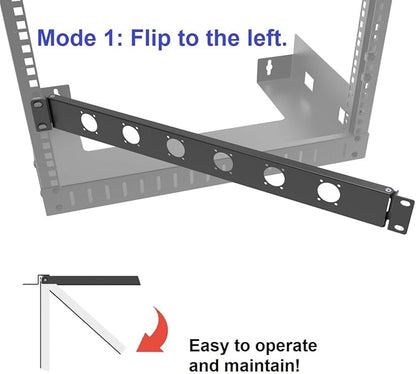 QiaoYoubang 1U Hinged Rack Panel 6D XLR HDMI Audio Rack Mount Panel - Image 3