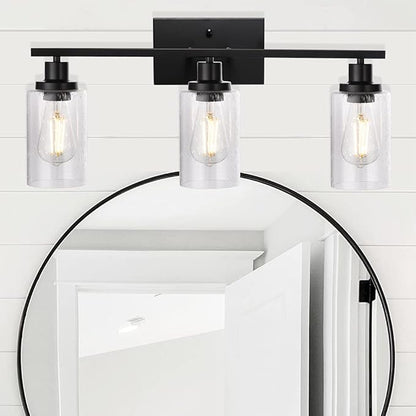 WINSHEN Wall Sconce Lighting 3-Light Matte Black Bathroom Vanity Light Fixtures - Image 3