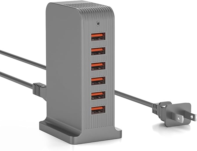 VPSUN USB Charger 6 Port 50W Multi USB Tower Charging Station by VPSUN