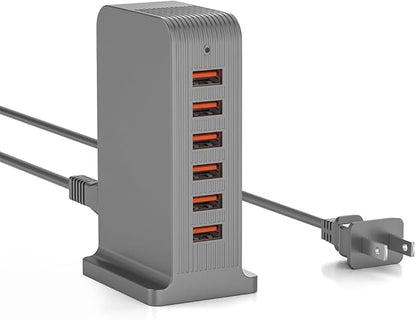 VPSUN USB Charger 6 Port 50W Multi USB Tower Charging Station by VPSUN