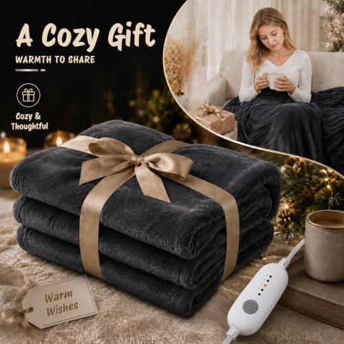 eydna electric heated blanket full size 72"x84",fast heating, front angle view