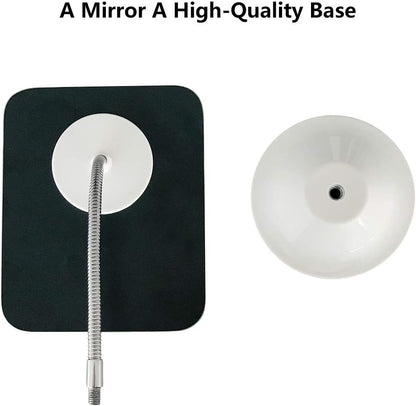 YEAKE Adjustable Flexible Gooseneck Makeup Mirror,360°Rotation Folding Portable Desk Vanity Mirror with Stand Shower Shaving Cosmetic Mirror Square